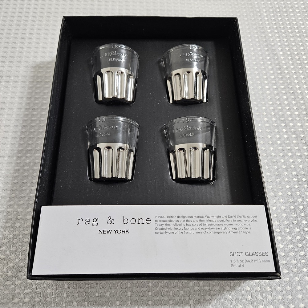 RAG & BONE NEW YORK SET OF 4‎ SHOT GLASSES 1.5oz